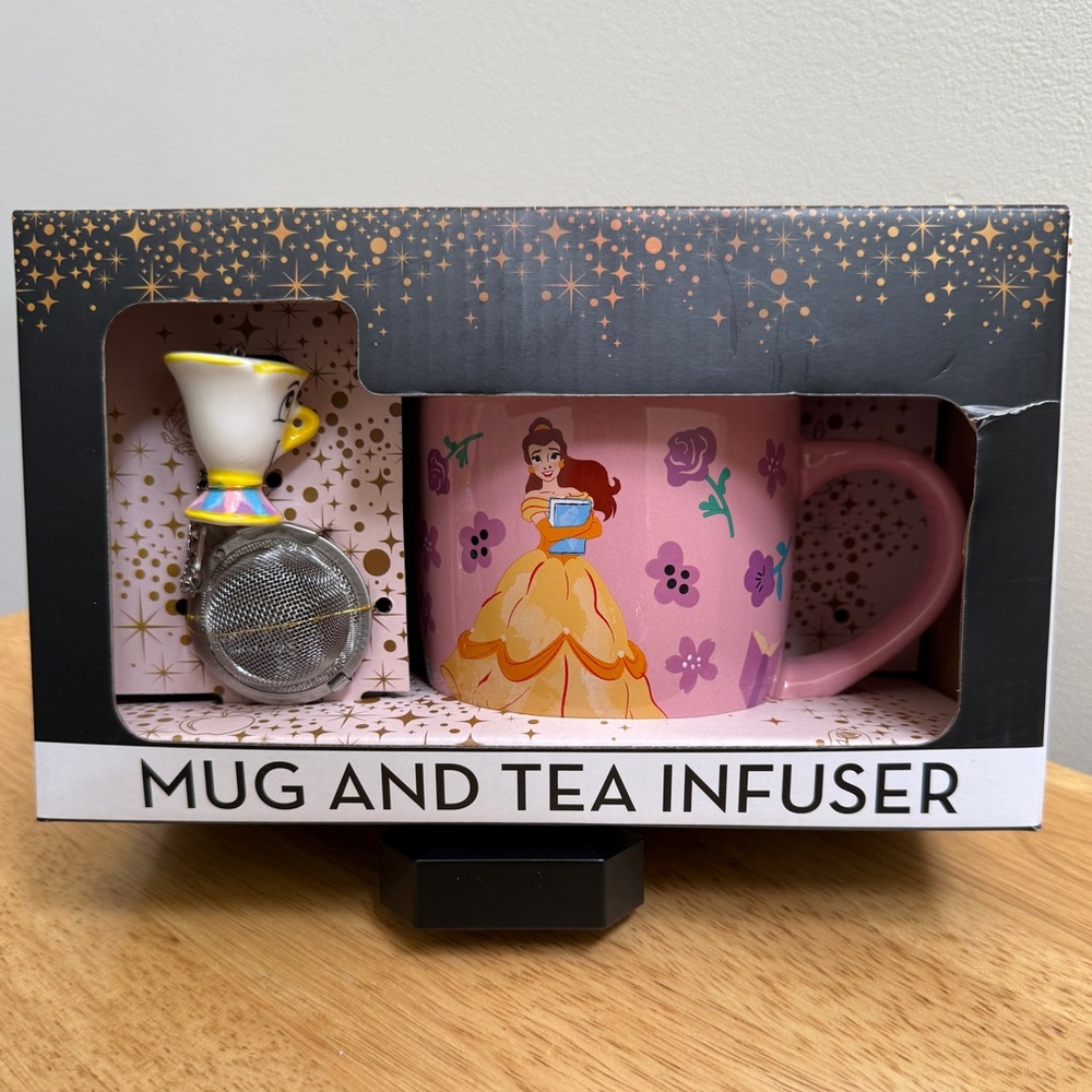NEW ~ DISNEY PRINCESS ~ BEAUTY AND THE BEAST MUG AND TEA INFUSER